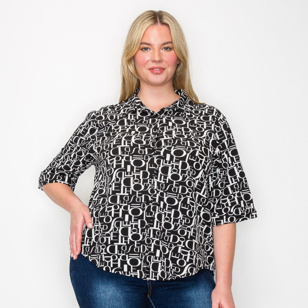 B-10003-9，Print top，Plus Size ，Curve Size，Brand new